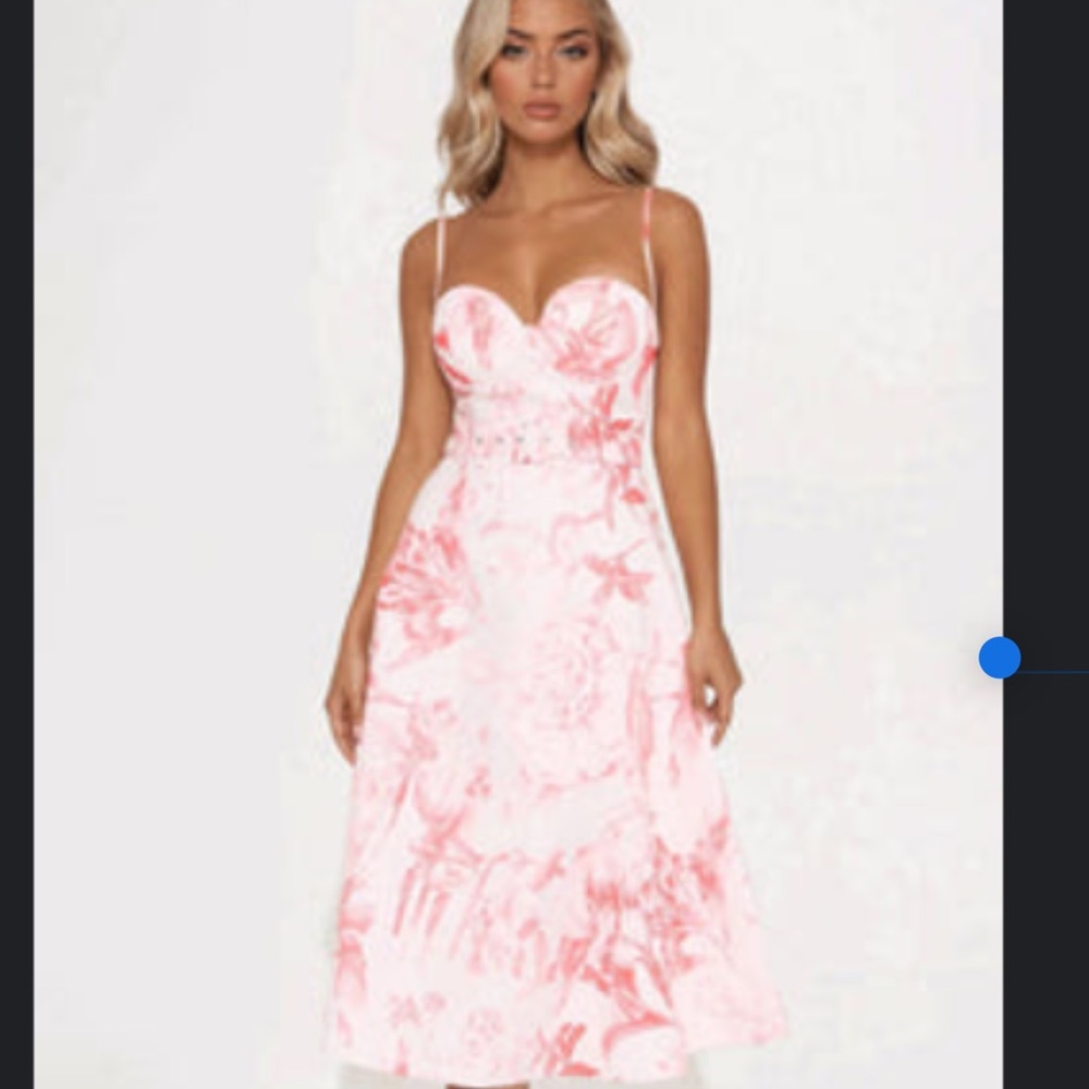 Chic Pink Floral Midi Dress